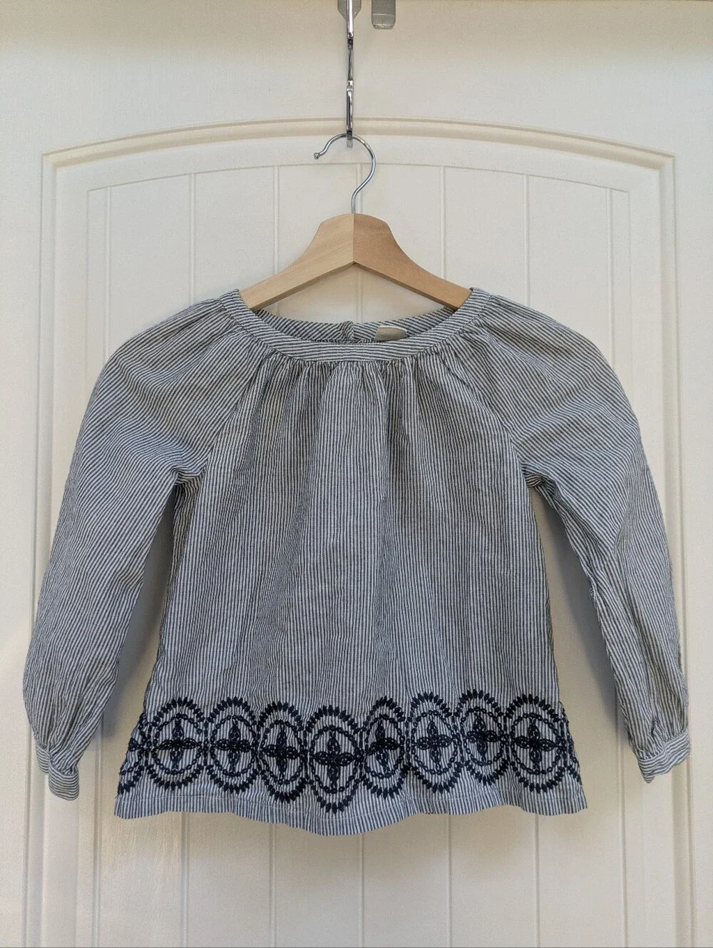 GAP Kids Striped and Embroidered Peasant Top